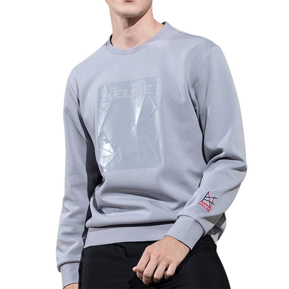 

Kelme Men s Fleece Crew Neck Sweatshirt with Printed Logo, Casual, Popular Brand (Gray, 3XL)