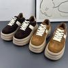 Leren retro muffin schoenen dames herfst 2025 nieuw ronde neus veters casual schoenen veelzijdige plateauzool Duitse trainingsschoenen