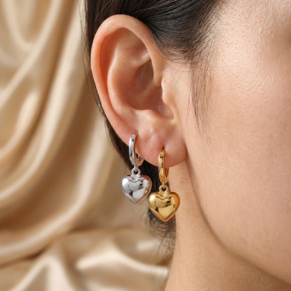 Zinc Zinc Alloy Heart-Shaped Earrings Minimalist Hoop Earrings Temperament Dangle Drop Earrings  Gift