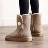EBV Women's Mid-Calf Cowhide Snow Boots: Stylish, Warm, Plush-Lined, Non-Slip Leather & Fur Cotton Boots