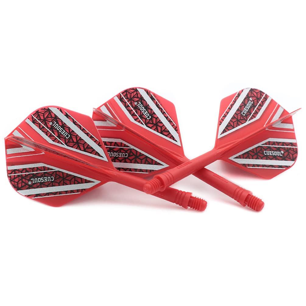 CUESOUL Integrated Dart Flights Standard Shape Red Base Silver black Pattern 3 Pieces CSAK-52X-2