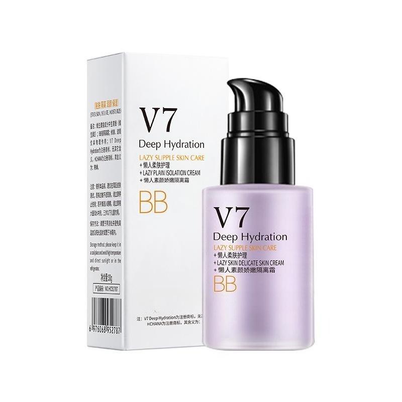

30 г V7 Ленивый лосьон BB CC Крем Натуральный увлажняющий макияж Консилер Тональная основа Водостойкая косметика для женщин фиолетовый