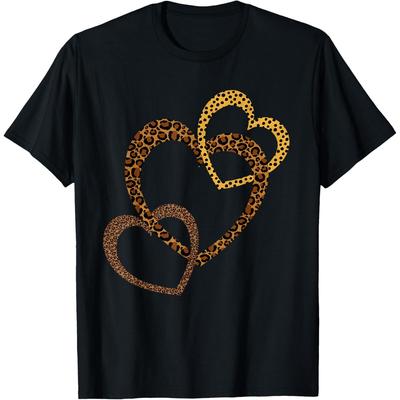 Hearts Love Leopard Cheetah Shirt Women's Animal Print Hard T-Shirt