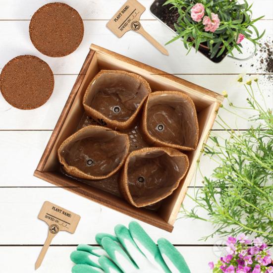 

1 комплект комплекта для посадки, съемный, простой в использовании деревянный цветочный горшок для внутреннего садоводства