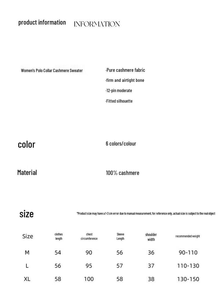 Women's 100% Cashmere Polo Neck Sweater