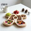 Rustic Kitchen Table Decor Wooden Christmas Divided Tray, Gingerbread Man Santa Xmas Tree Compartment Snack Decorative Nut Serving Dishes Platter,
