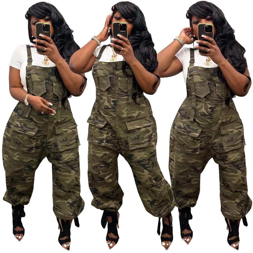 Women's Casual Loose Camouflage Workwear Jumpsuit Overalls