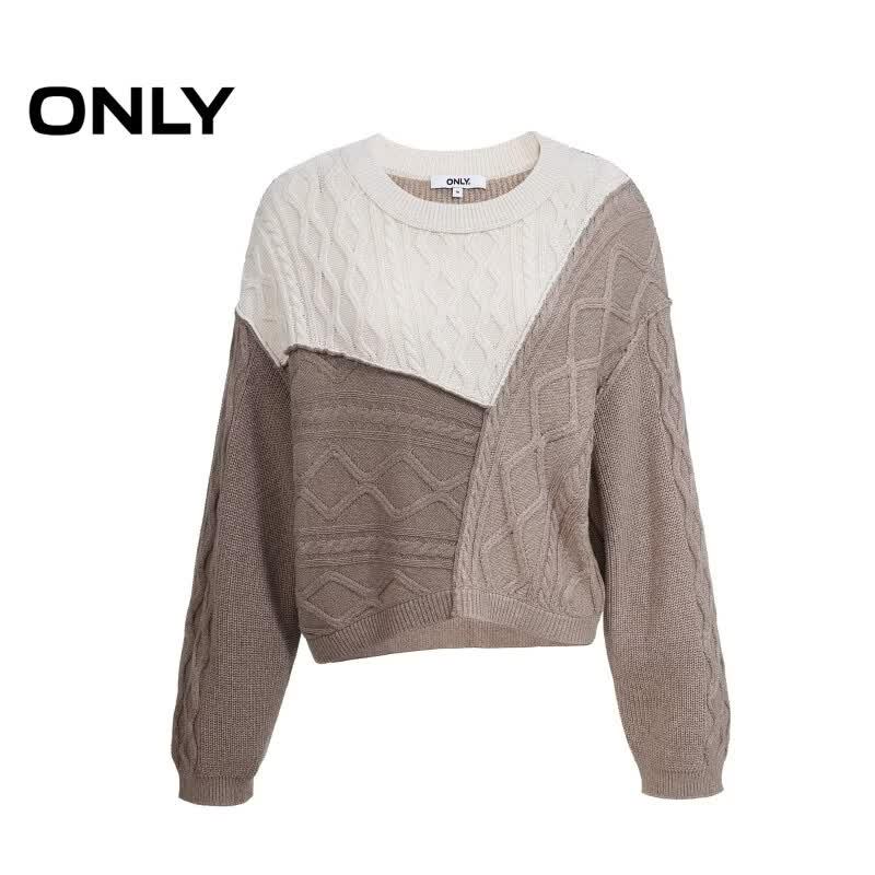 ONLY Women's Autumn 2026 Retro Color Block Cable Knit Sweater