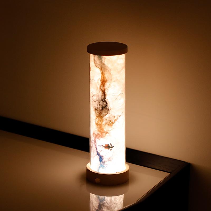 Creative Oriental Style Solid Wood Night Light For Bedroom Living Room Antique Decorative Bedside Lamp Atmosphere Ornaments