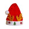 Yousheng Christmas Hat Children Red Velvet Santa Hat with Cartoon Antler Pattern Decoration Festive Holiday Party Supplies