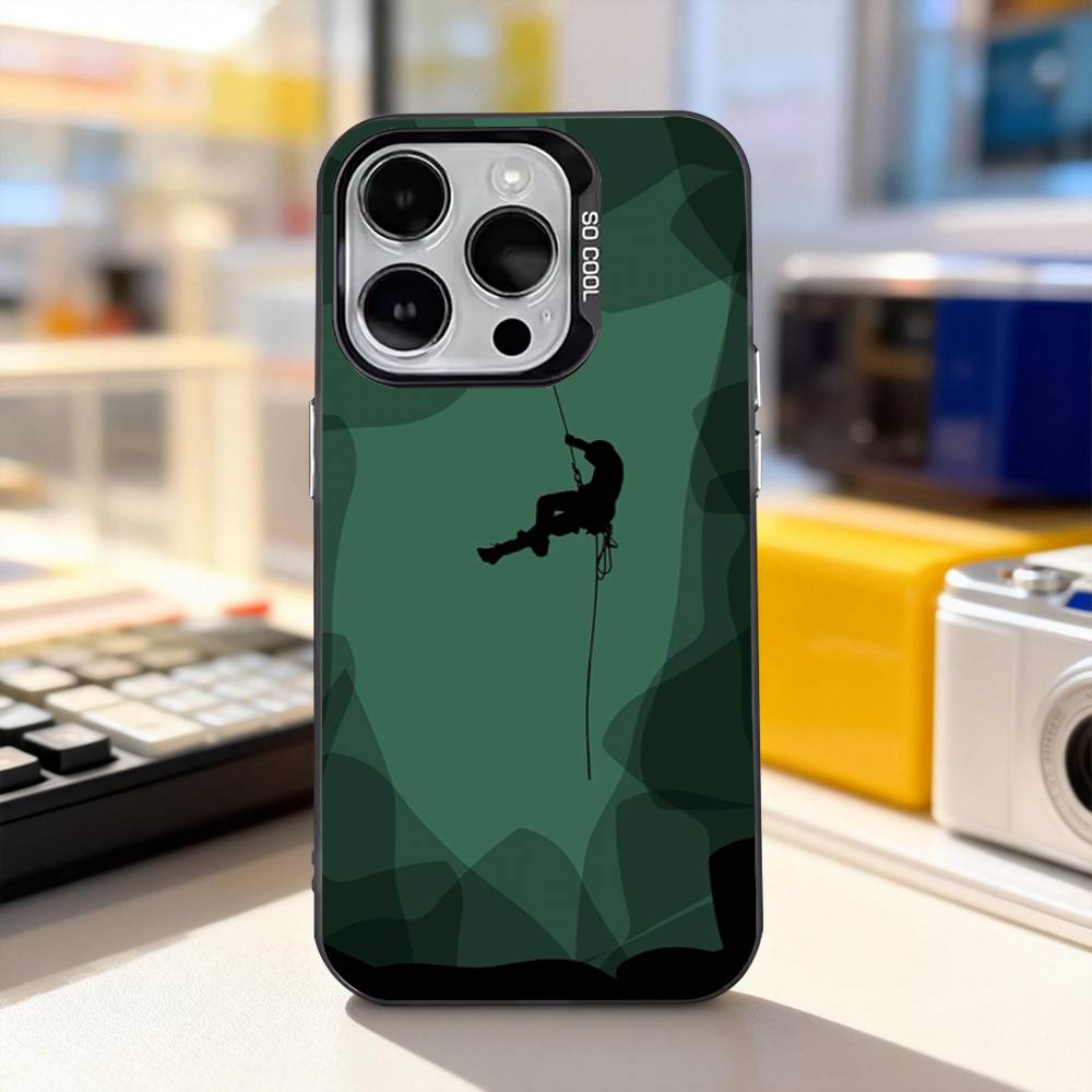 Rock Climbing Wall Cool Phone Case For iPhone 17,16,15,14,13,12,11,Pro,XS,Max,Plus,Mini,SE4,E IMD Matte Black
