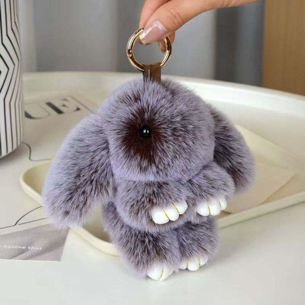 Lovely Play Dead Rabbit Doll Fluffy Plush Rabbit Pendant Rabbit Fur Keychain  Children's Toys