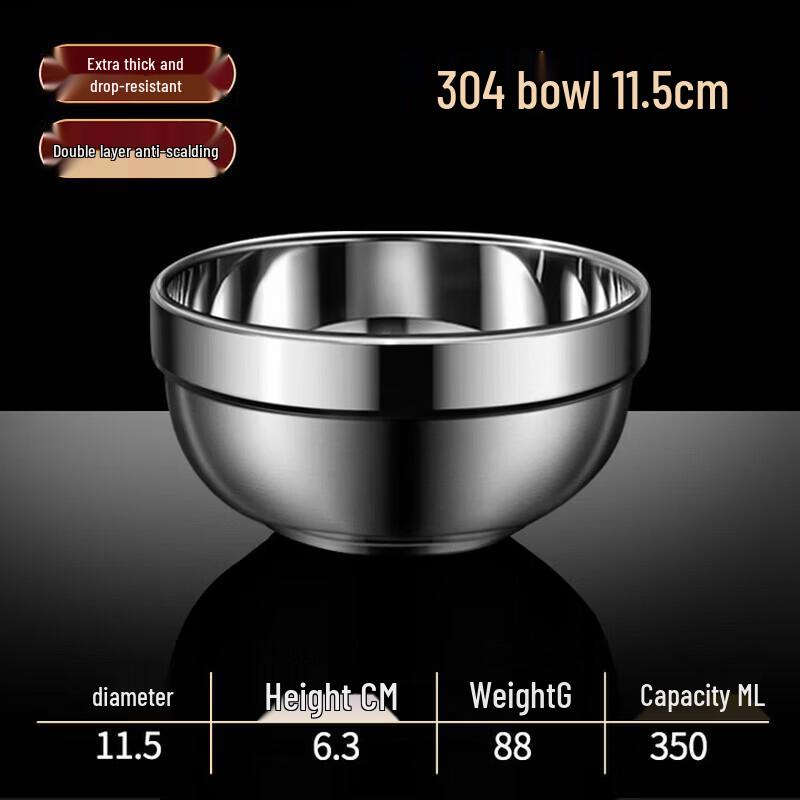 Huihuang 304 Stainless Steel Double-Layer Insulated Bowls