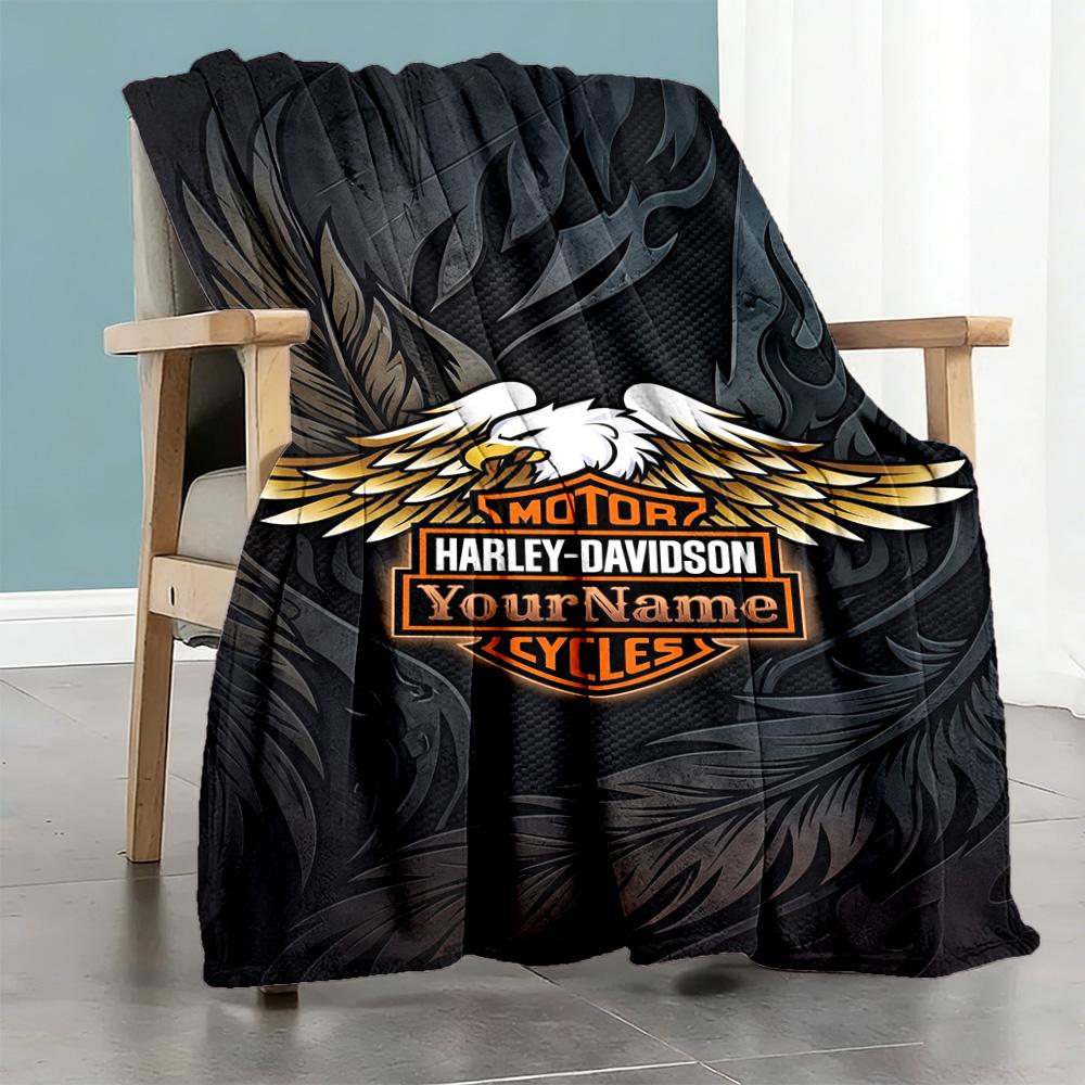 Harley-Davidson Motorräder Personalisierbare Textdecke Geschenk Personalisierbare Decke Ultra-Weich Geeignet für Strand-Nickerchen Stuhl Sofa Vier Jahreszeiten Mehrzweck