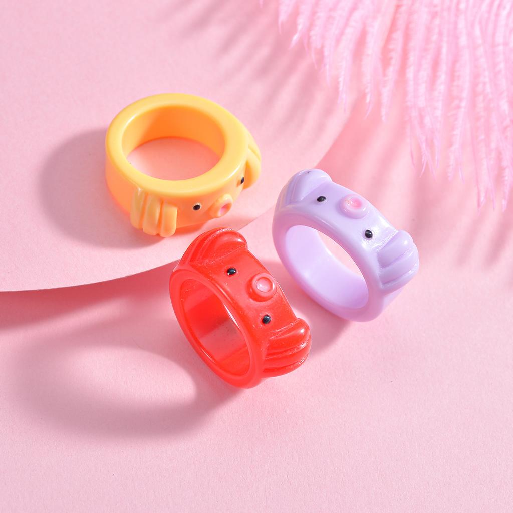 Hot Charm Colorful Transparent Rings Marble Pattern Geometric Resin Acrylic Rings for Women Jewelry Travel Gifts