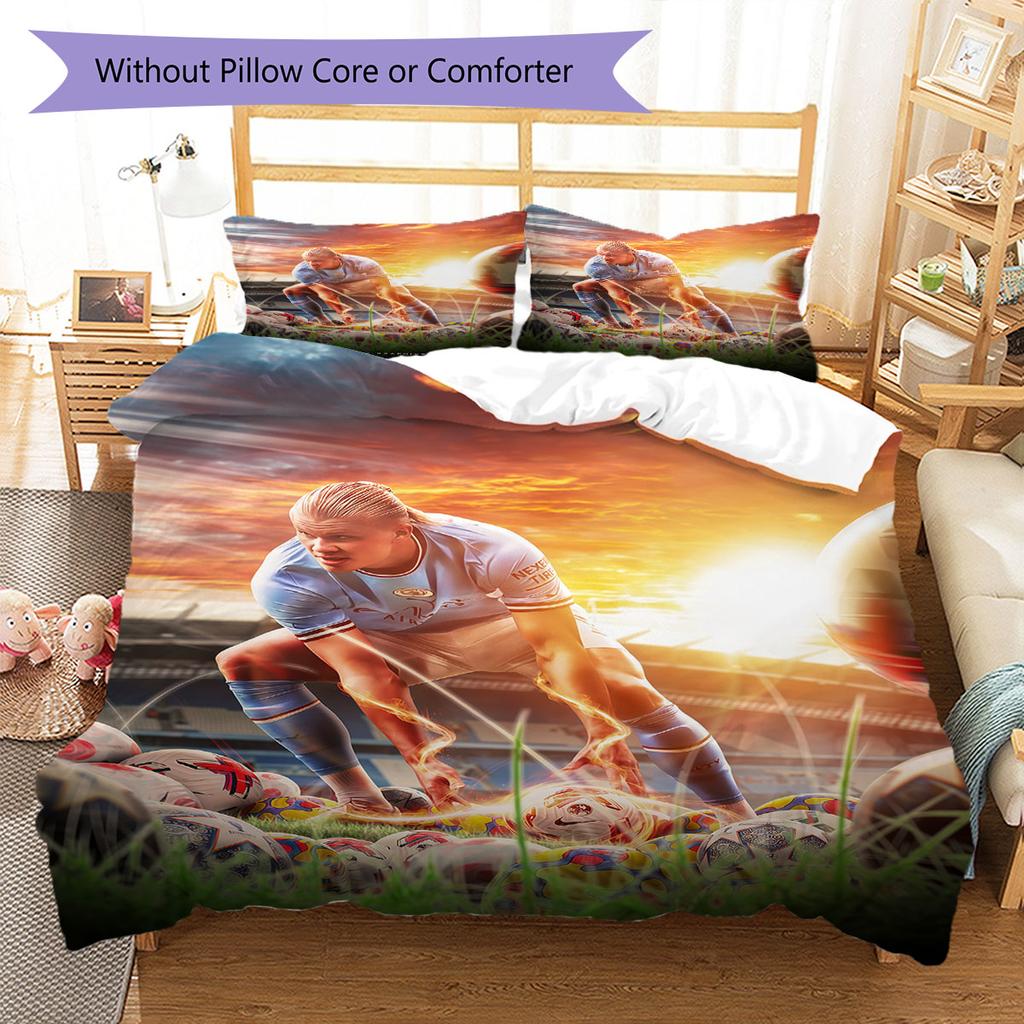 Erling Haaland Force Bedding Quilt Set Quilt Cover Pillowcase Home Decoration Birthday Gift (1 * Duvet Cover + 2 * Pillowcase, Without Core)