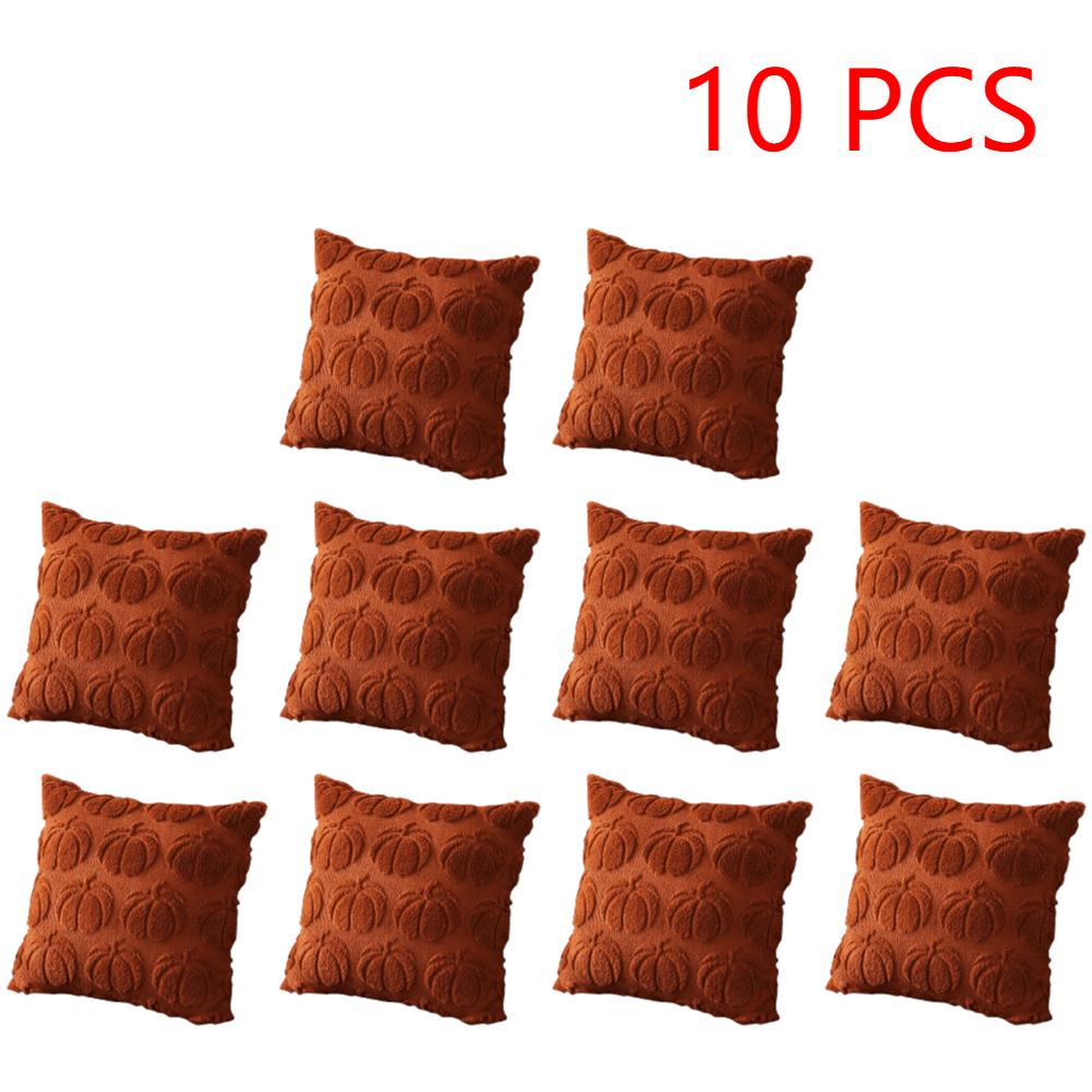 1-10Pcs 45x45CM Pumpkin Fall Decorative Throw Pillow Covers Soft Autumn Plush Accent Couch Cushion Cases for Halloween Decor