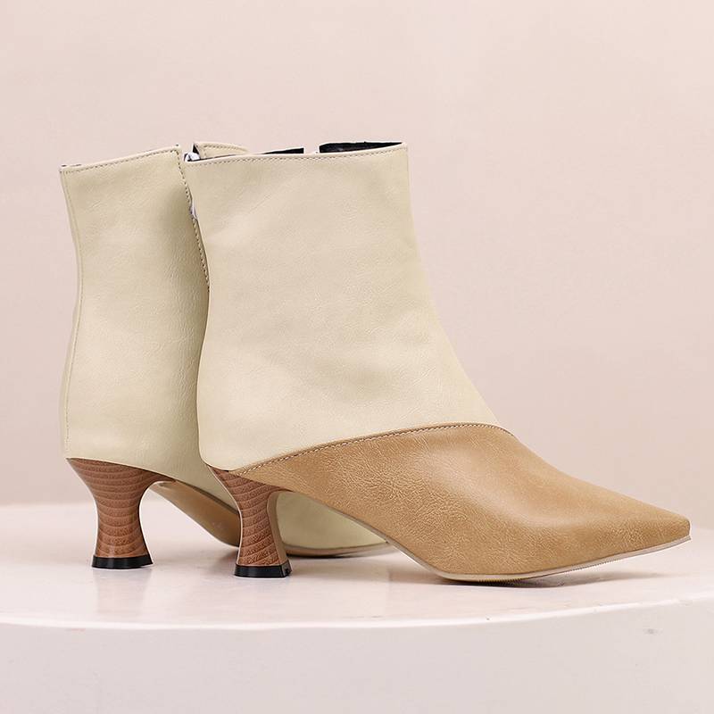 Krazing Pot Sapatos de poliuretano outono inverno 47 tamanho 48 tamanho 49 tamanho 50 botas sensuais bico quadrado cor mista manter aquecido botas de tornozelo