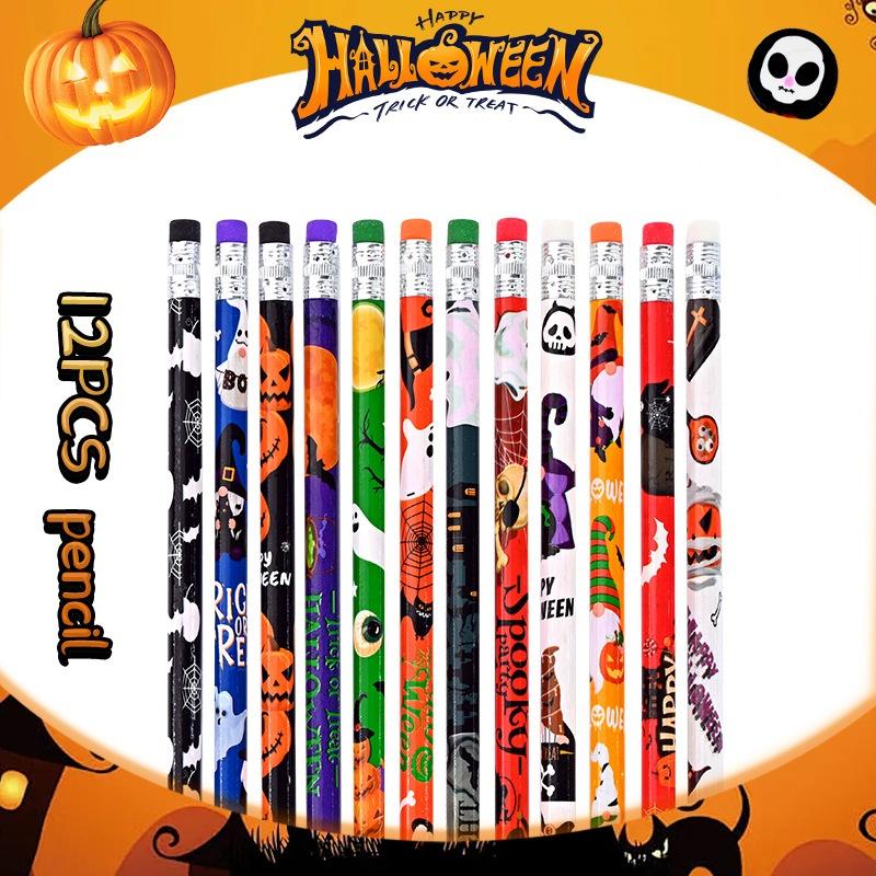 12/24/36 Pcs Halloween Christmas Theme Wooden Pencil Student School Stationery Halloween Party Gifts Supplies For Children