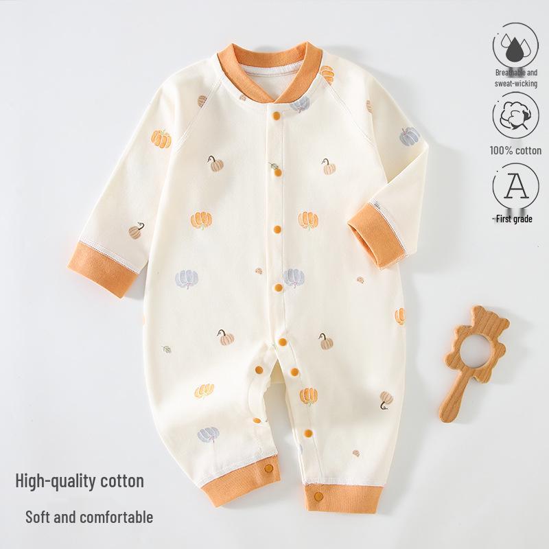 Pure Cotton Long Sleeve Baby Romper - Spring/Autumn Newborn Bodysuit & Boneless Pajamas
