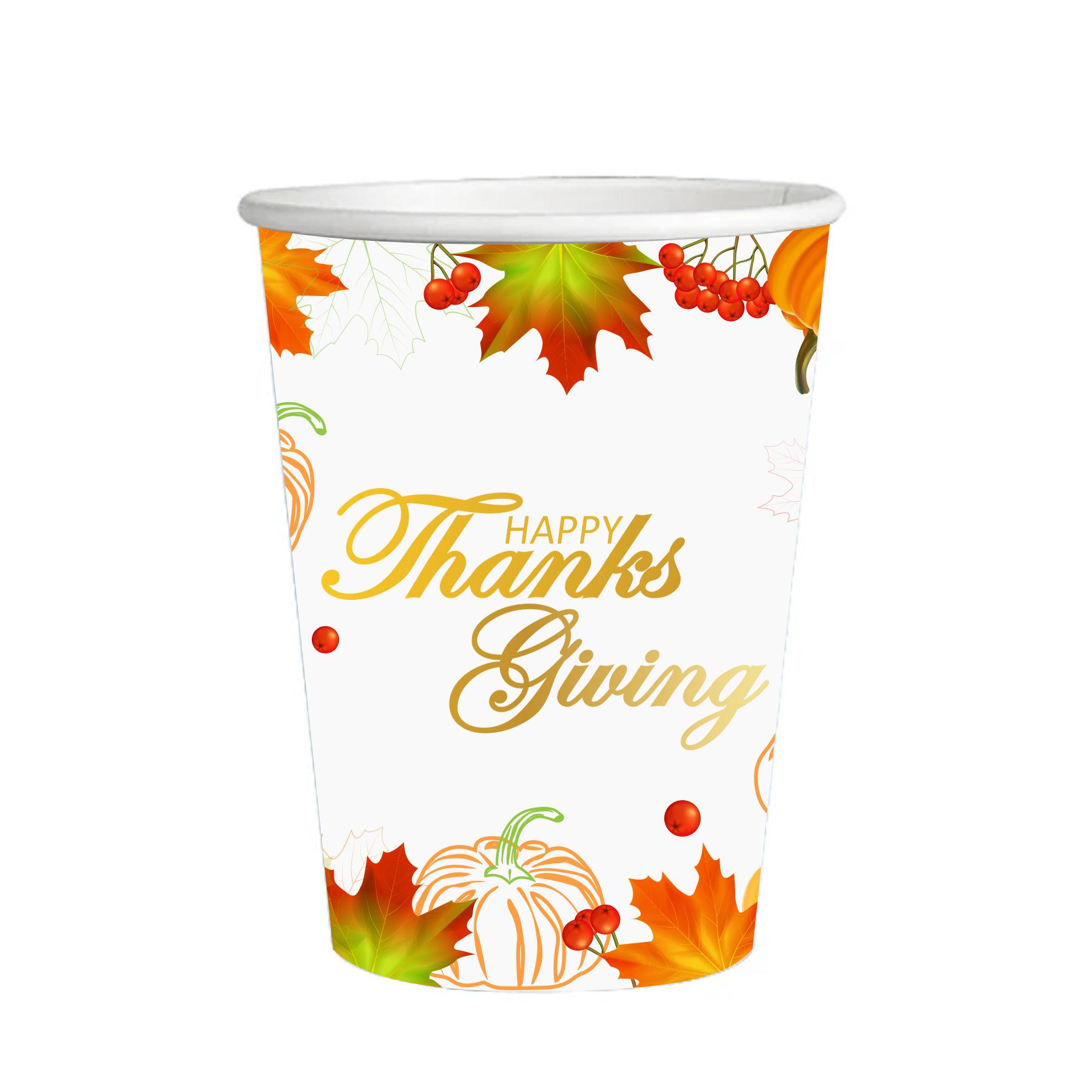 

Thanksgiving Themed Party Supplies Birthday Decorations Party Arrangements Props Paper Plates Paper Cups Tablecloths Paper Towels Pumpkin Thanksgiving Paper Cup 10pcs