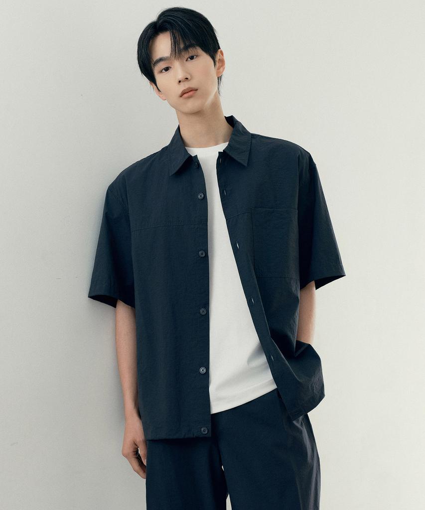MINDBRIDGE [Couture] Nylon Oversized Pocket Short Sleeve Shirt - 2 Colors