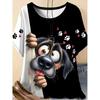XL-7XL Plus Size Women's Casual Owl 3D Print Loose Round Neck Short Sleeved T-shirt Top