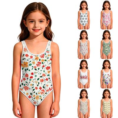 Girls' One-Piece Swimsuit - Round Neck Summer Bathing Suit