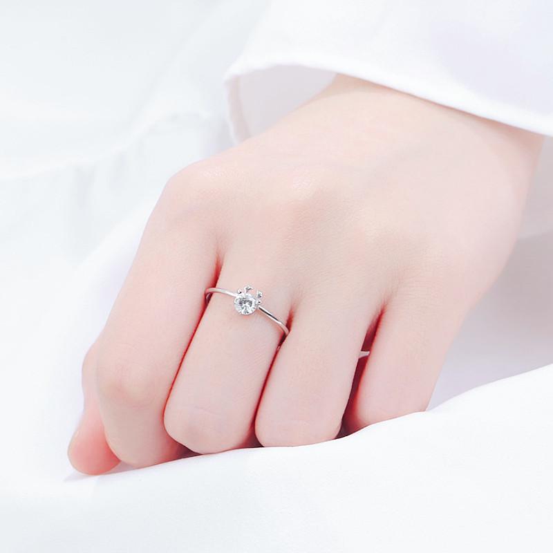 Mori Style Deer Head Open Ring for Women - Elegant Diamond-Set Christmas Jewelry