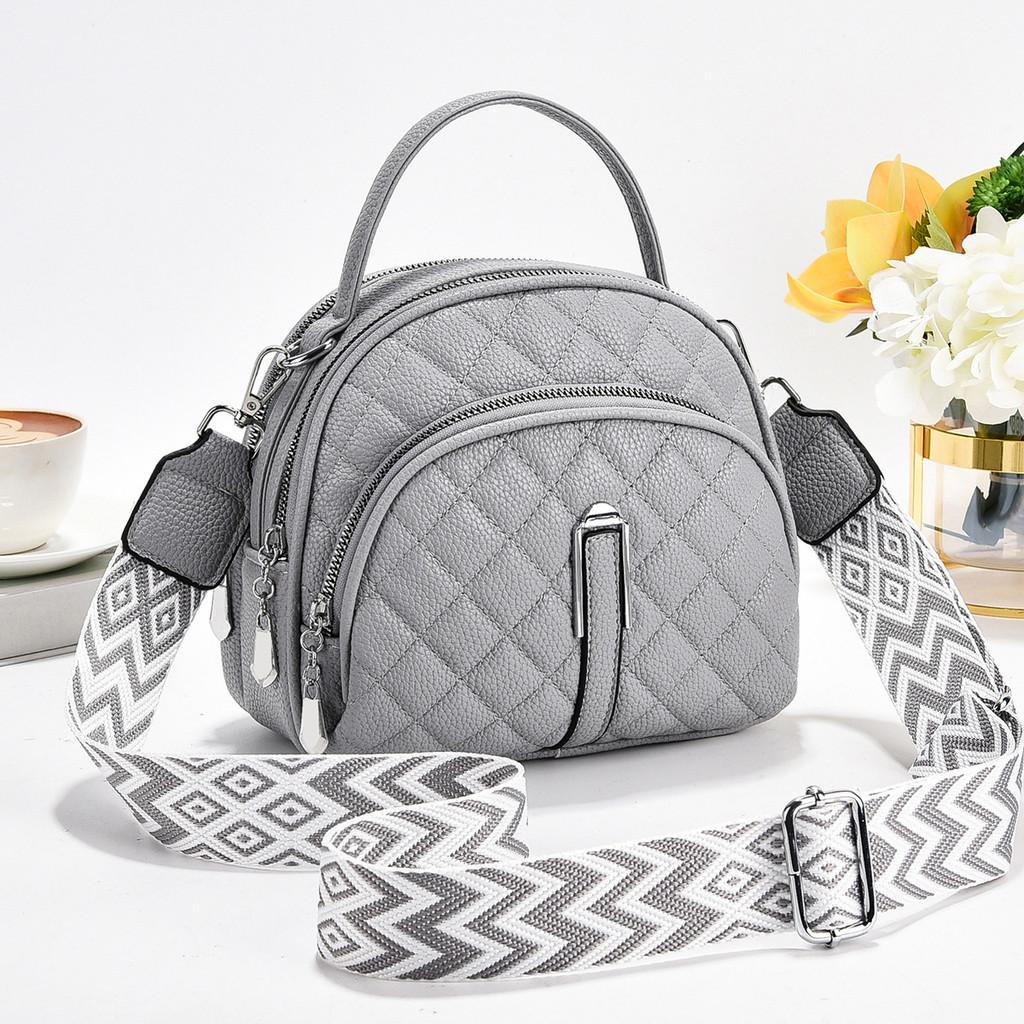 Stylish Mini Quilted Handbag Elegant Pu Material Versatile Shoulder Crossbody Bag Black Blue Khaki Gray White Pink