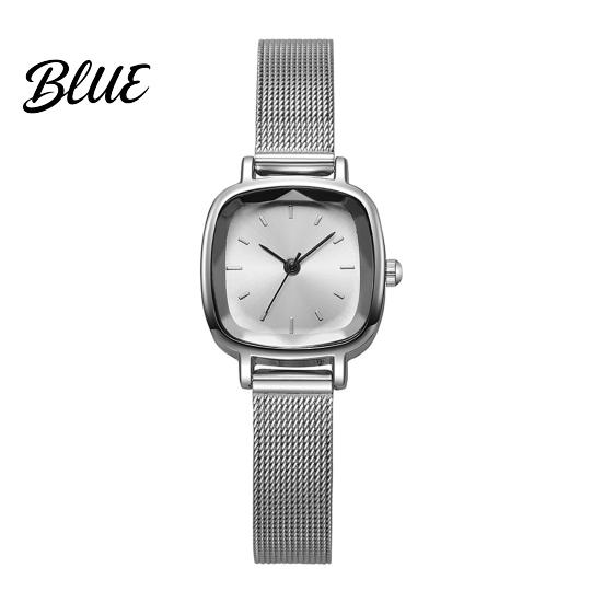 Retro Collegehorloge Uniseks Kwarts Minimalistisch Vierkant Wijzerplaat Eenvoudig Mesh