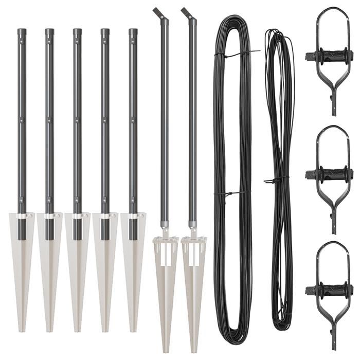 VidaXL Poteaux de clôture avec piquet 7 pcs Ø32 mm 80 cm Acier galvanisé 42004252