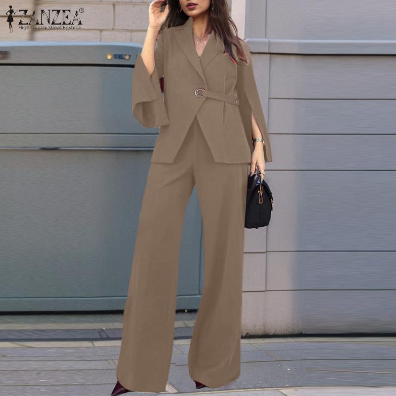 ZANZEA Dámské kardiganové topy a kalhoty ležérní dvoudílné sady obleků