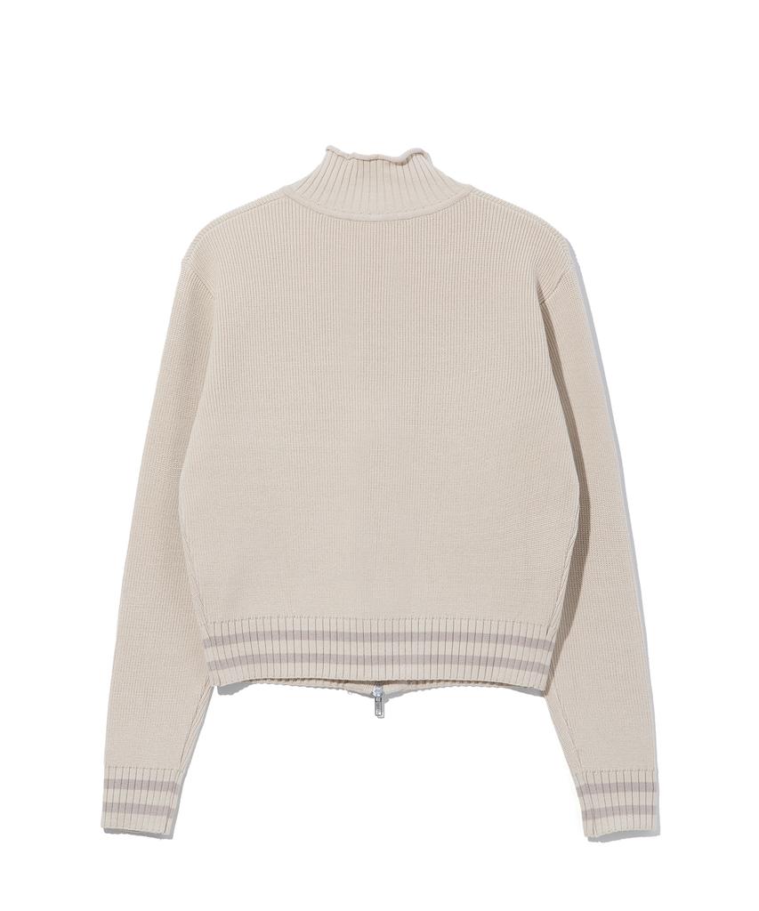 Seukweeolain Basic Logo Jacquard Knit Zip-Up_Beige