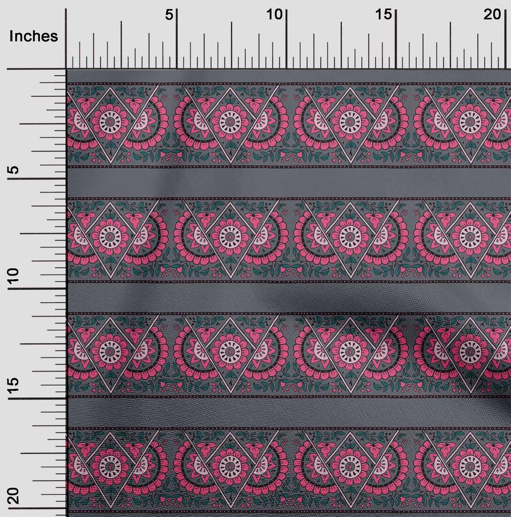 oneOone Cotton Flex Fabric Geometric|Leaves & Floral Block Printed Fabric 1 Yard 40 Inch