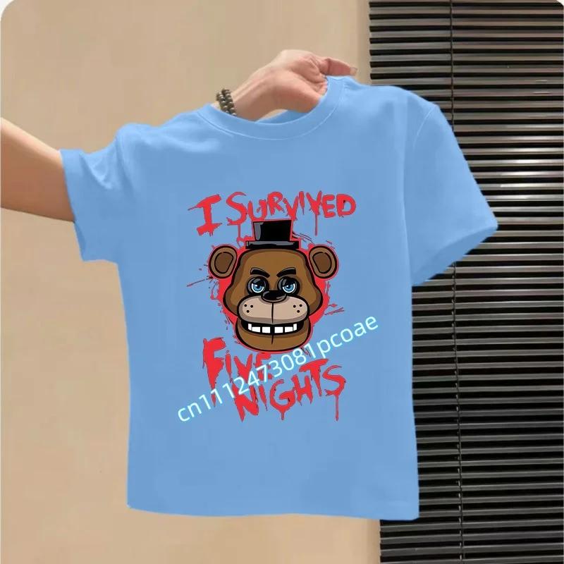 Graphic T-shirt Children Casual Sports Tops Short Sleeves Kids Clothing New Five Nights At Freddys Kids T-shirts FNAF Cartoon