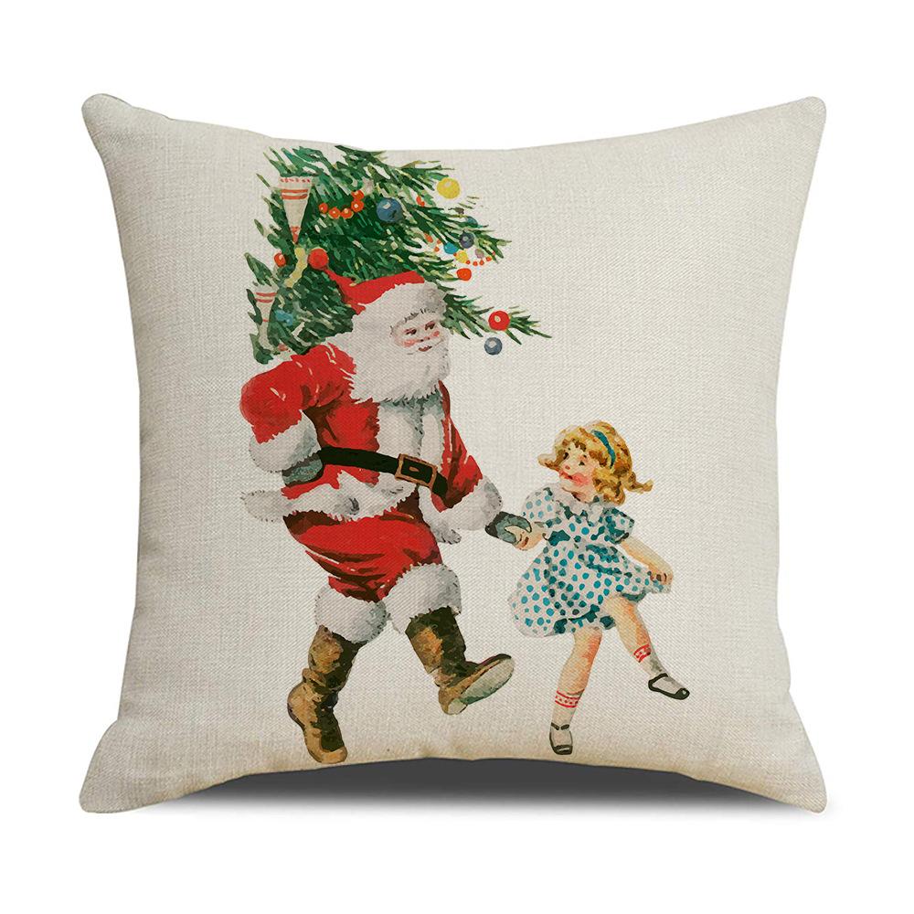 Cartoon Santa Claus Reindeer Series Linen Pillow Cover Nordic Office Sofa Cushion Cover Cushion Cover