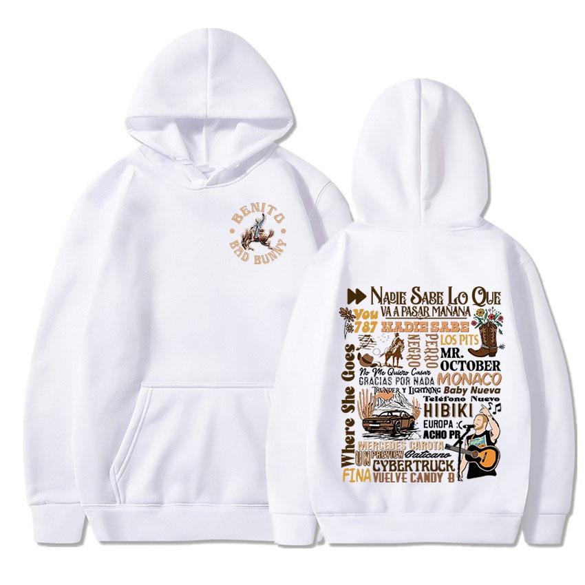 Bad Bunny Nadie Sabe Lo Que Va A Pasar Mãnana Music Album Hoodie Men's Fashion Hip Hop Sweatshirts Vintage Oversized Hoodies Y2K