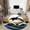 1pc Whale Waves Office Round Area Rug, Indoor Mat Suitable For Office, Under Office Chairs Bedroom Living Room Home Decor, Room Deco