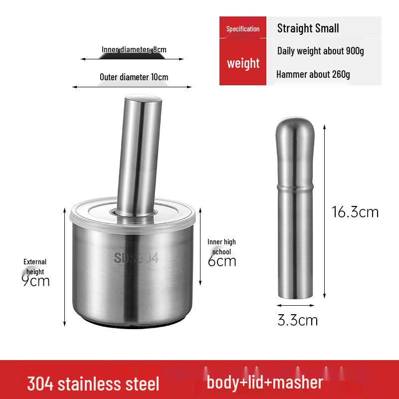 316 Stainless Steel Mortar and Pestle Garlic and Medicine Grinder