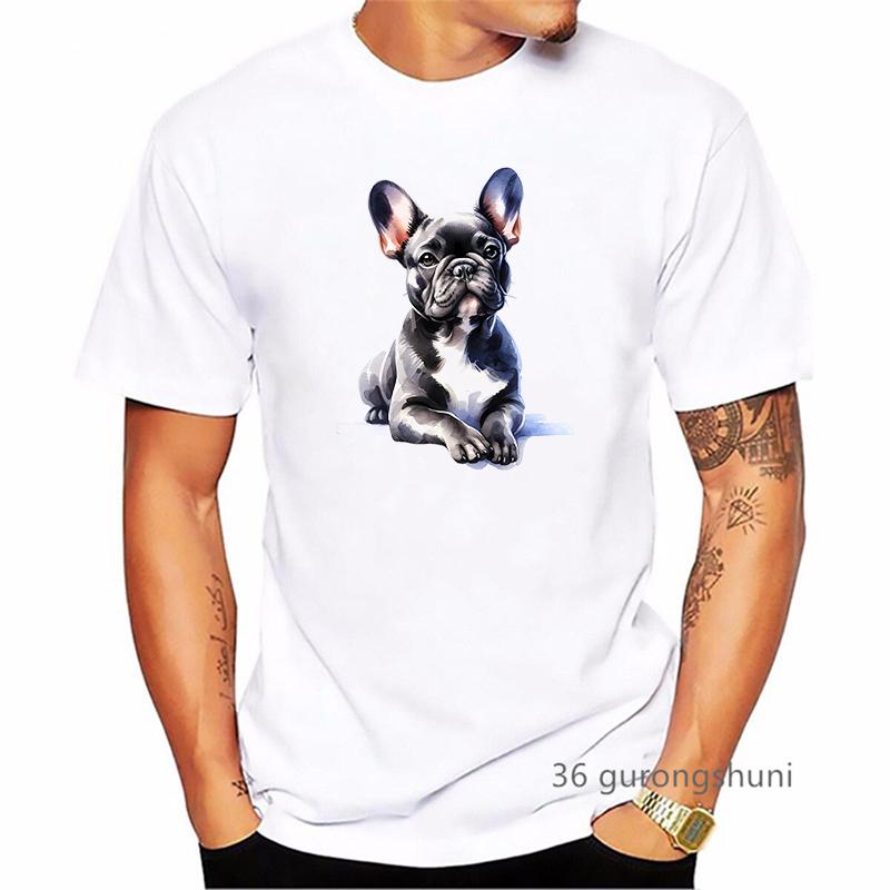 Funny French Bulldog Dog Animal Printed T Shirt Men Clothes 2024 Summer Fashion Tops Tee Shirt Homme Harajuku Kawaii Shirt