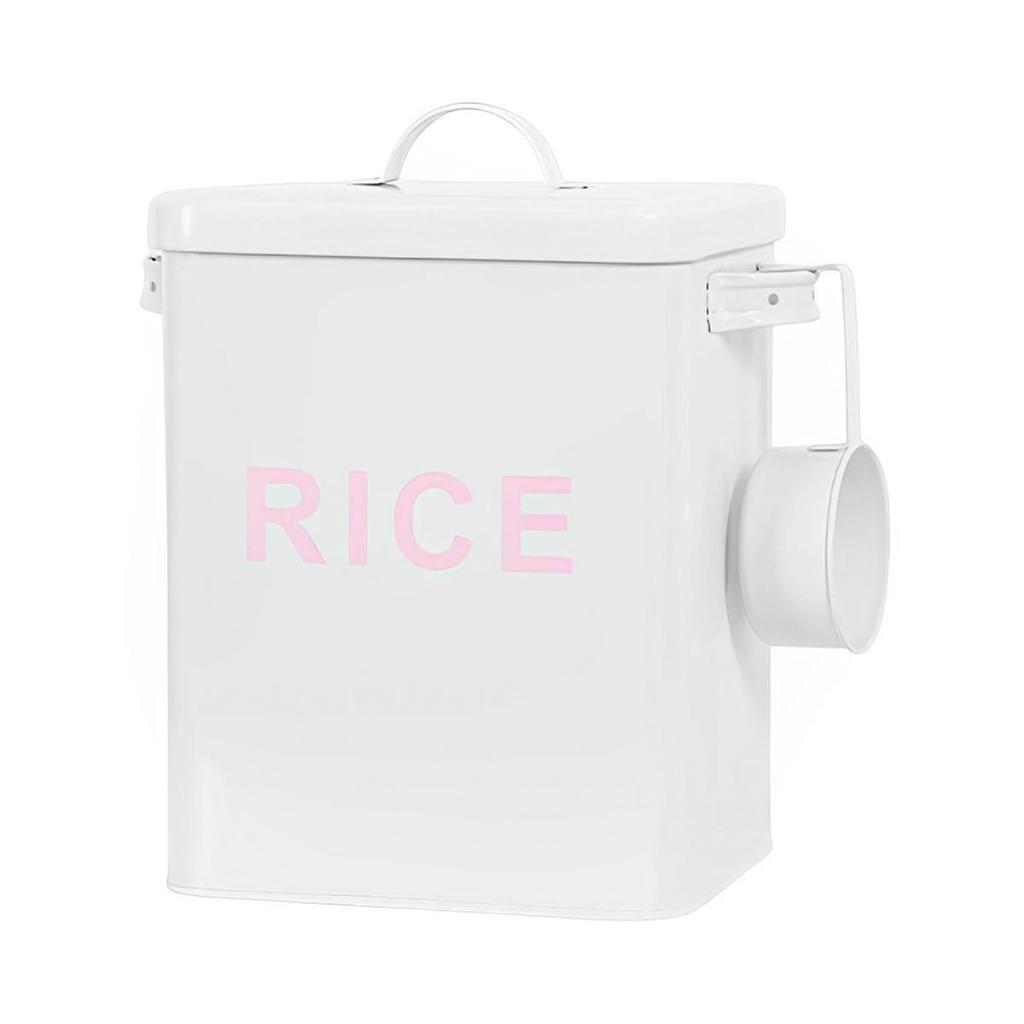 Metal Canister Rice Buckets Grain Tin Powder Laundry Powder Case Lid Scoop Insect-Proof Sealed Multipurpose Airtight