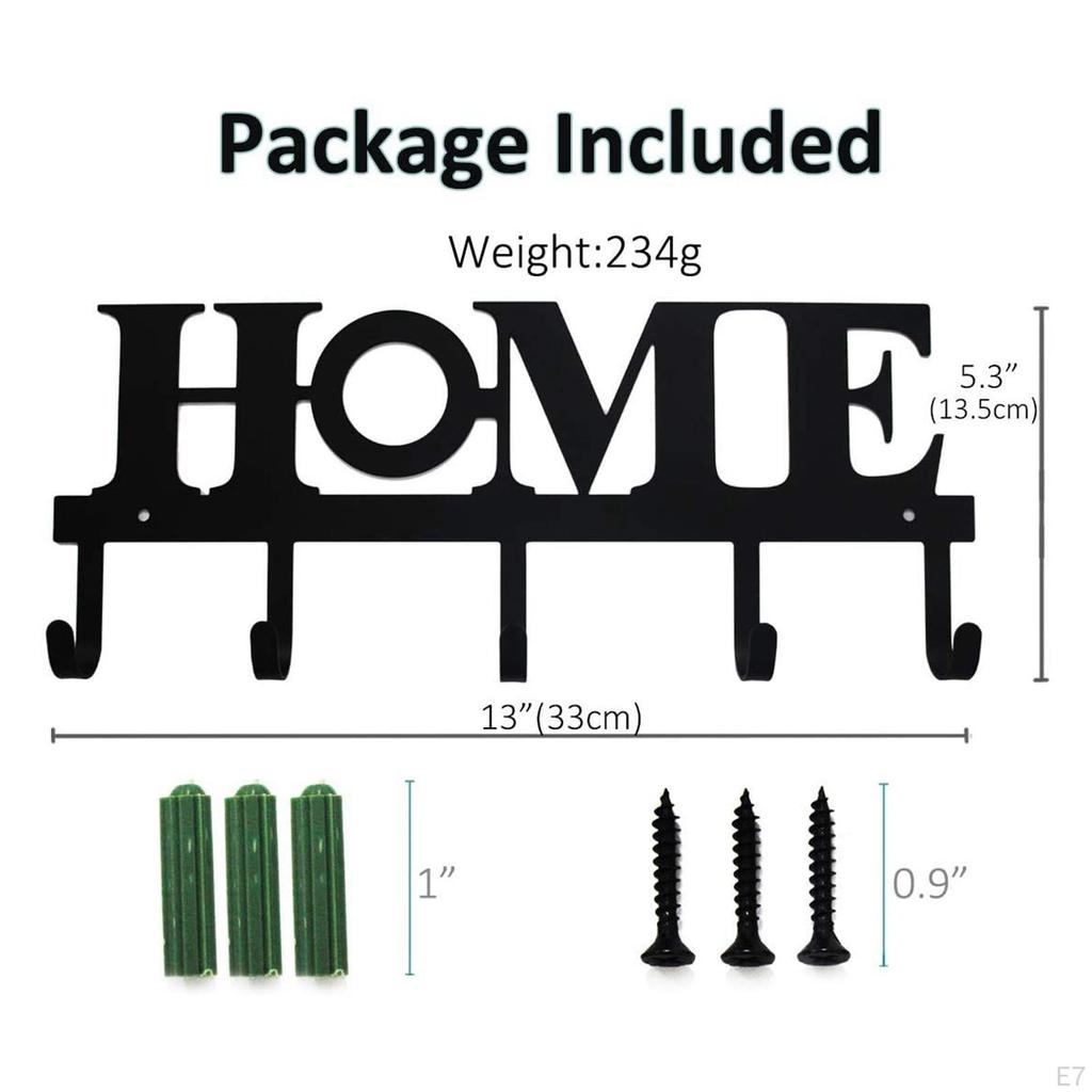 Decorative Metal Key Hook Black Color Wall Mounted Holder Rack for Entryway