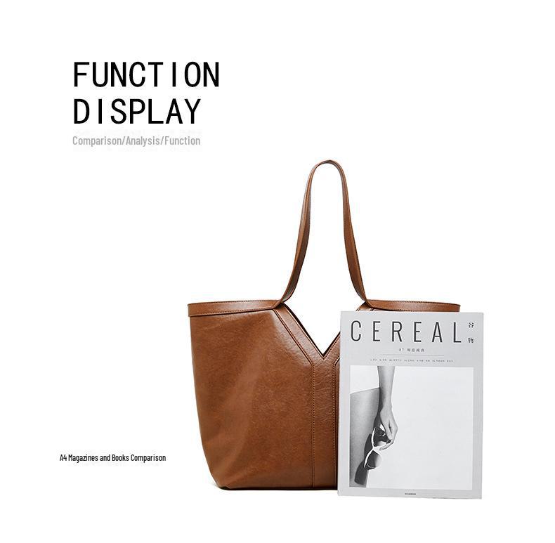 Sac fourre-tout et sac à bandoulière en cuir véritable pour femme de style coréen d'automne 2024, sac à main en cuir de vache de grande capacité.