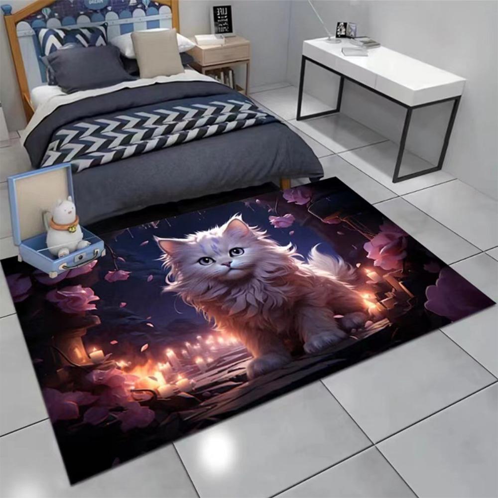 Bedroom Bedside Blanket Crystal Velvet Soft Cat Cartoon Carpet Household Living Room Dirt-resistant Floor Mat