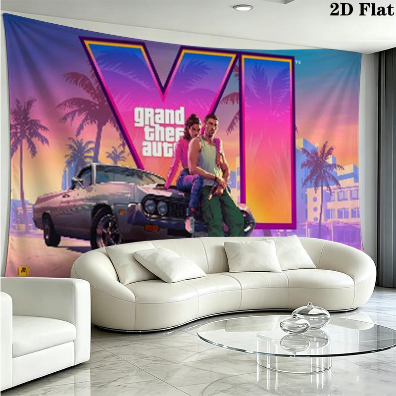 Gta Wall Tapestry Aesthetic Wall Hanging Printed Fabric Blanket Decorative Tapestries for Bedroom Living Room Home Decor