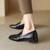 Fashion NEW Spring/Autumn Women Loafers Square Toe Chunky Heel Shoes Split Leather Shoes for Women Concise Low Heel Slip-on Women Pumps