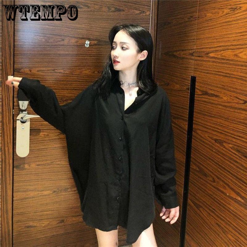 Women Blouses Spring Long Sleeve Black Chiffon Shirt with Belt Ladies Loose All-match Fashion Chic Casual Simple Tops