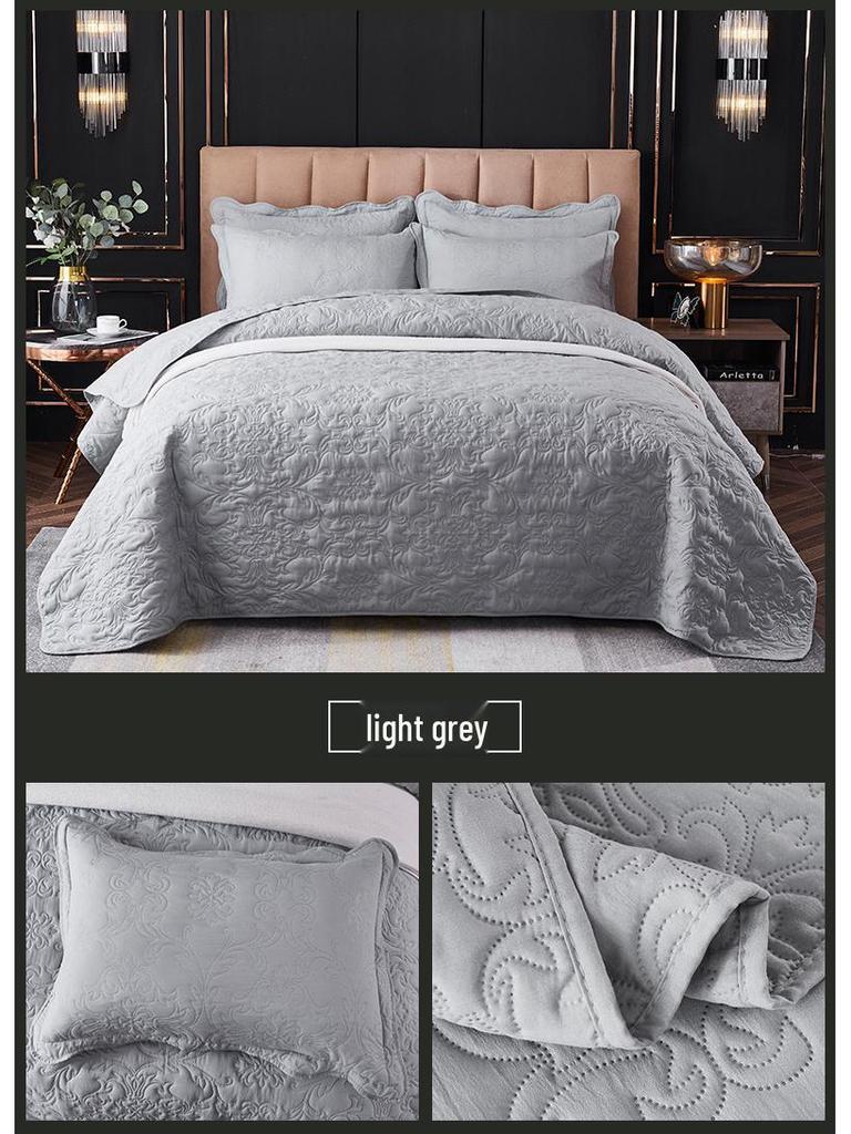 Washable Quilted Cotton Bedspread 3-Piece Set with Cotton-Filled Design