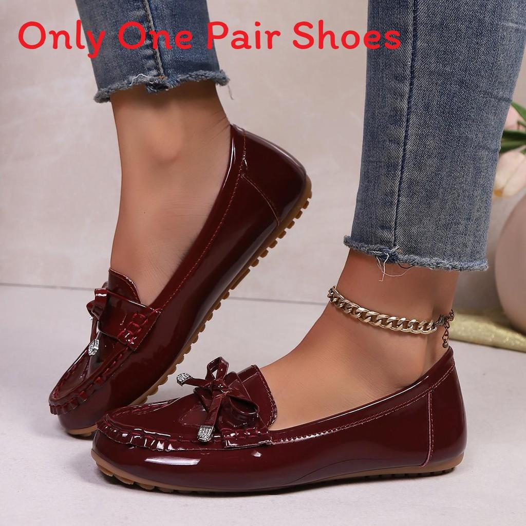 Scarpe Basse con Fiocco a Farfalla per Donna in Materiale PU con Suola in Gomma Antiscivolo
